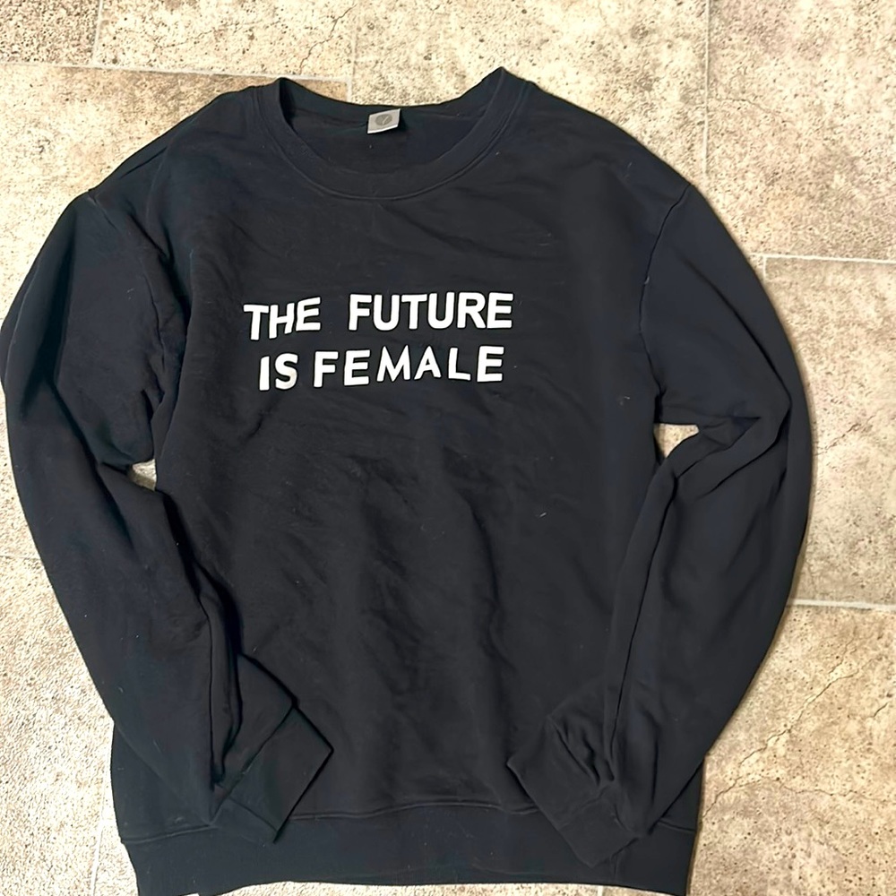 Y/Project Women's Sweatshirt “The future is female” black crewneck sweatshirt
